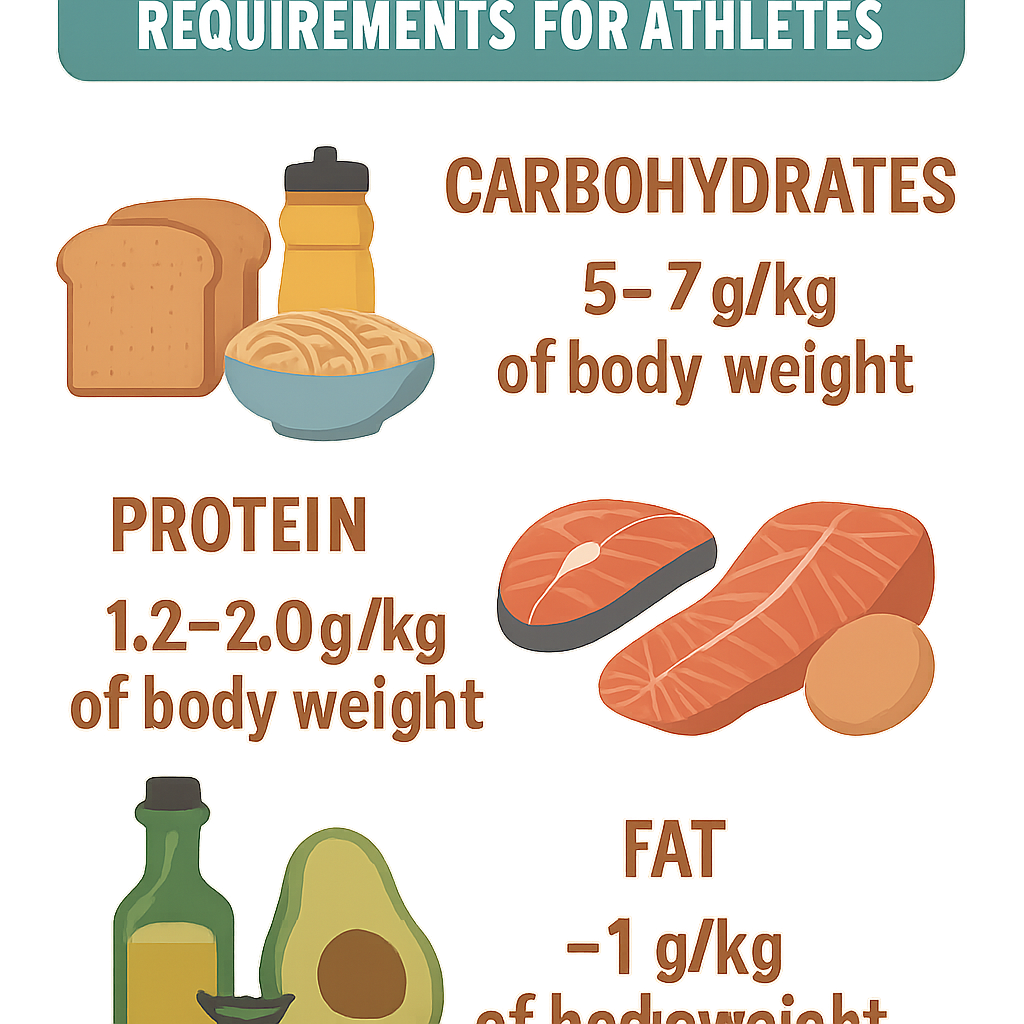 Infographic showing how to calculate daily macronutrient requirements for athletes